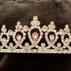 Pink Crown For Quinceanera Light Pink Rhinestones New No Tags 