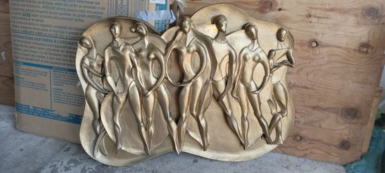 Gold Abstract Figurative Wall Relief Sculpture