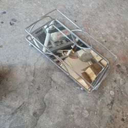  Chrome Silver Mirrored Vanity Makeup Tray Counter  