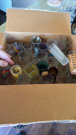 Assorted old shot glasses