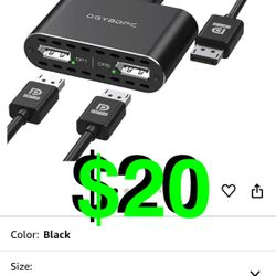 DGYBDFC - DisplayPort to Dual DisplayPort Splitter Dual 4K120Hz or 4K144Hz+4K60Hz Extend/Copy Display Adapter SST/MST Display Port Splitter for 2 Moni