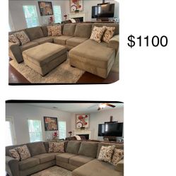Nice Four Piece Gray Sectional With Ottoman From Ashley Furniture