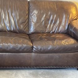 A Dark Brown Leather Sofa Normal Used 