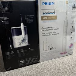 New Set of Sonicare 9300 Smart Electric Toothbrush & Power Flosser 3000 Oral Irrigator