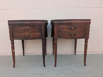 Pair of Vintage Wood Nightstands with Drawers