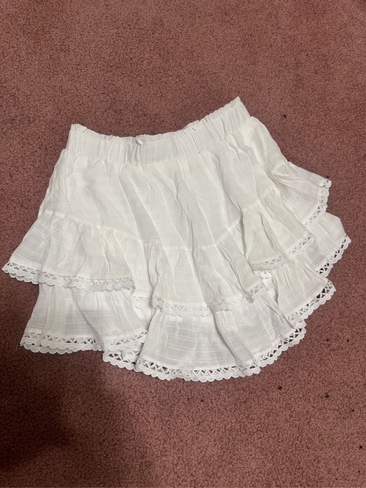 New small white ruffle short skirt skort boho mini lace