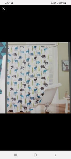 Hipstyle Dakota Shower Curtain Moose and Bear