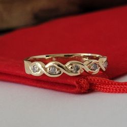 ❤️14k Size 7.5 Fancy Solid Yellow Gold Genuine Diamonds Band Ring!/ Anillo de Banda de Oro con Diamantes! 👌🎁Post Tags: Anillo de Oro
