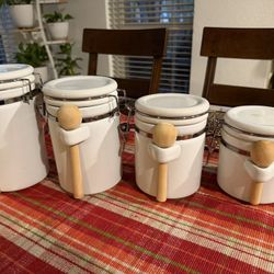 4-Piece Ceramic Kitchen Canisters Set