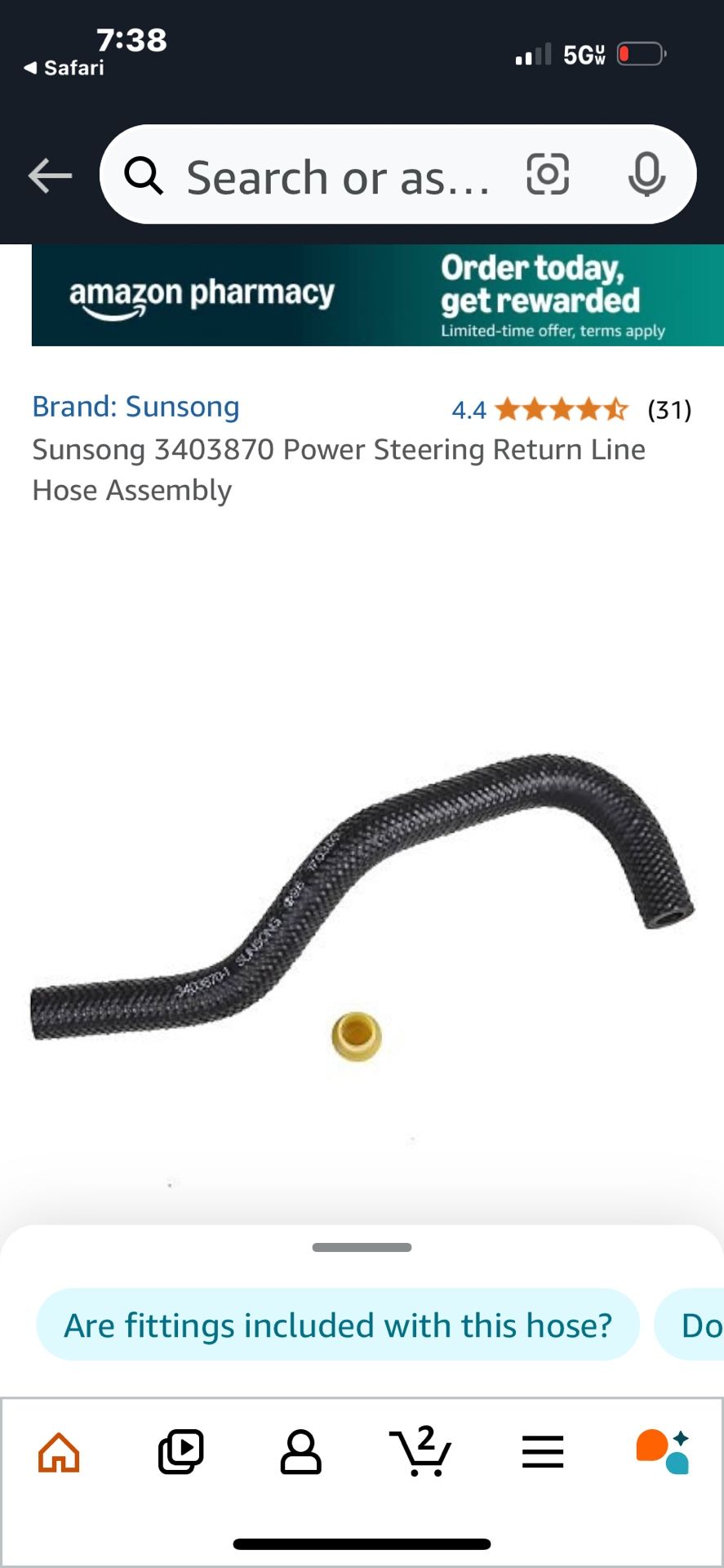 Sunsong (contact info removed) Power Steering Return Line Hose Assembly