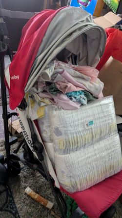 Uppababy stroller, diapers, clothes NB -3-6 months