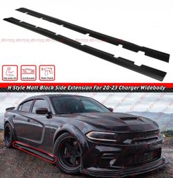 20-23 Dodge Charger SRT Widebody H Style Matte Black Side Skirt Extensions