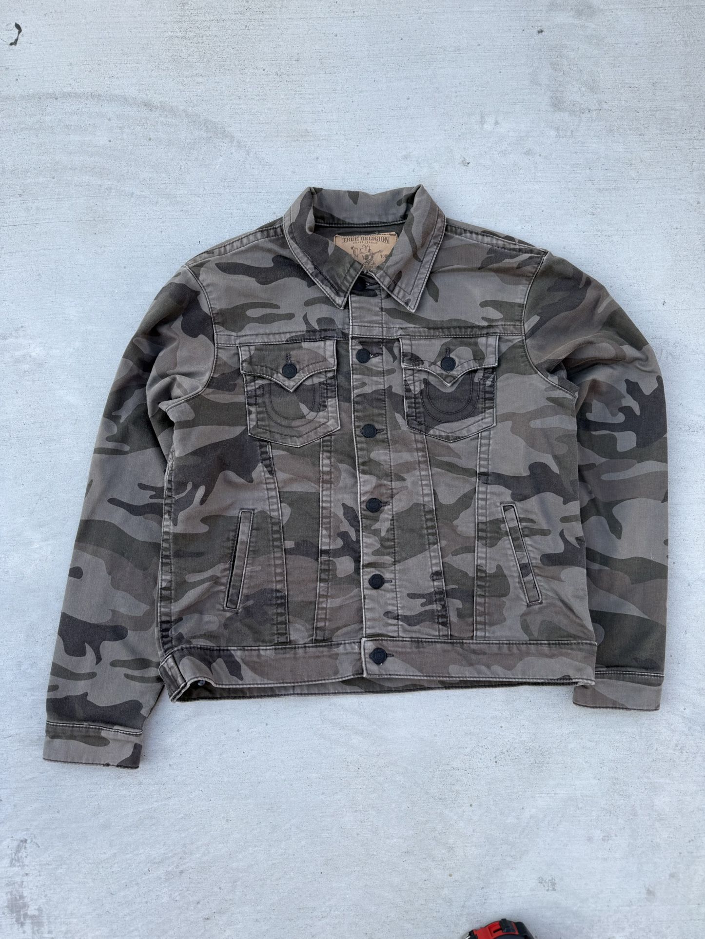 True Religion camo denim jacket size XXL