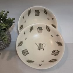 QTy 2 Vintage 8.5 " Pfaltzgraff Stonewate Naturewood Pattern Pasta, Salad Bowl