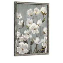 New!✨ 24x36 Botanical Floral Wood Framed Painting 