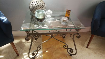 Iron glass end table