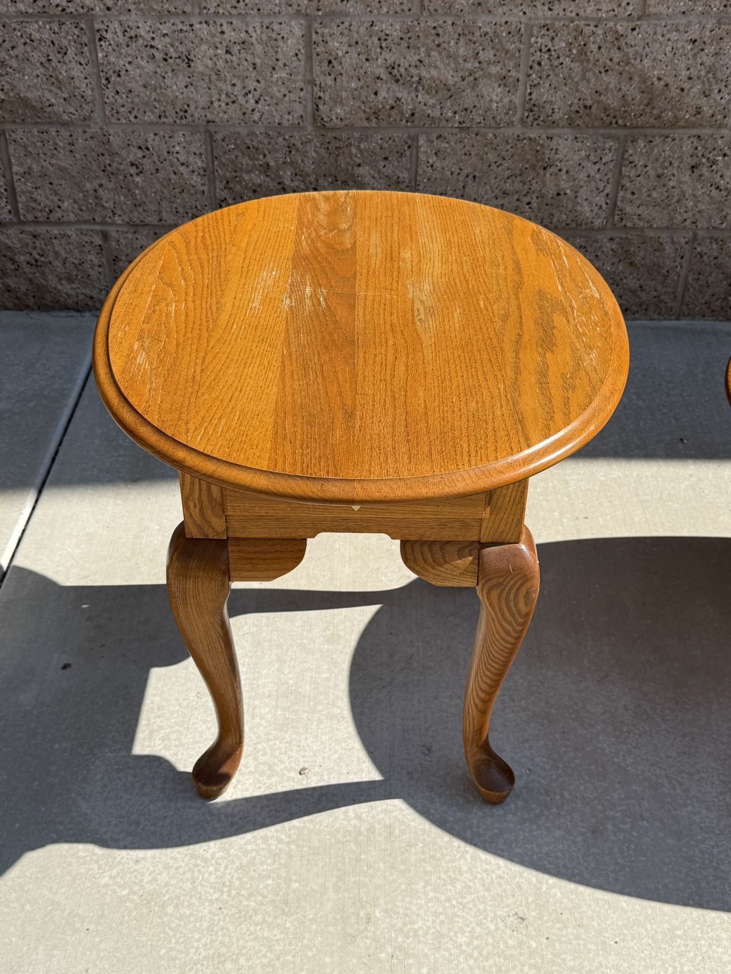 Solid Oak Coffee Table & End Table