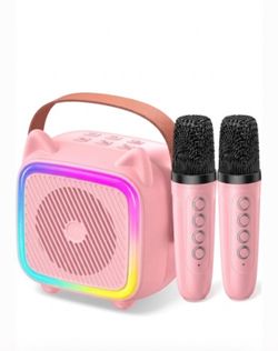 SXH Mini Karaoke Machine for Kids, Portable Bluetooth Speaker with Wireless Microphone, Toys Gifts for Girls Ages 4, 5, 6, 7, 8, 9, 10, 11, 12+ Year O
