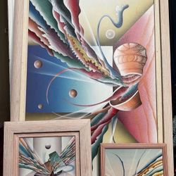 3 Piece set Real Art On Canvas W Frame