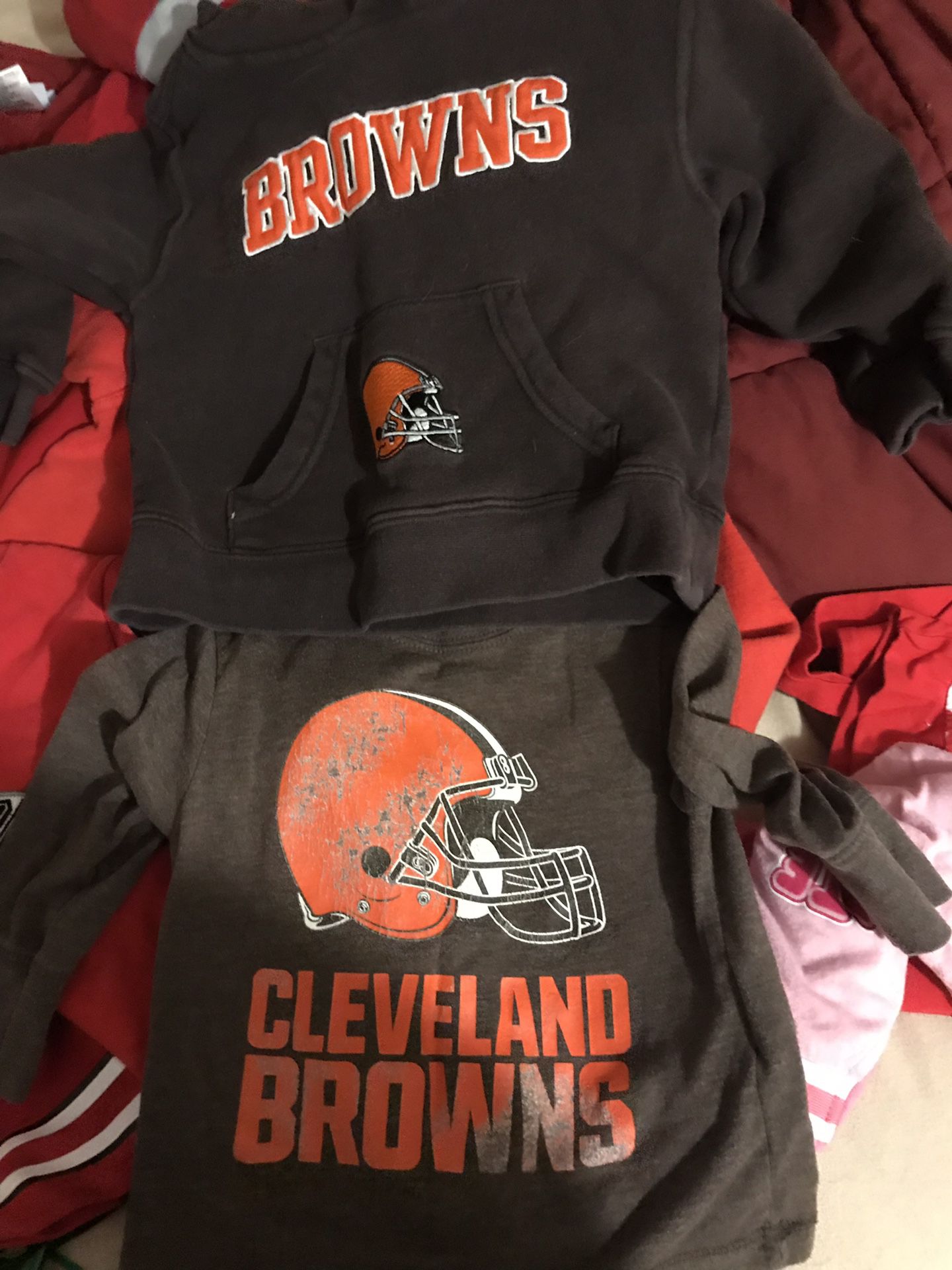 Cleveland Browns 12-18 month Long sleeve shirt and 2 T Hoodie