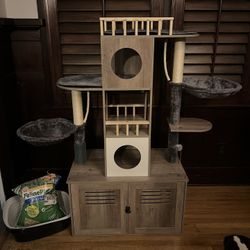 Cat Tree Litter Box Enclosure Combo 