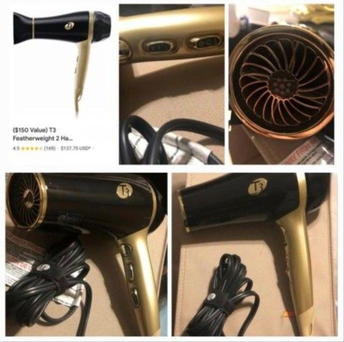 T3 FEATHERWEIGHT 2 HAIR DRYER BLACK/GOLD
