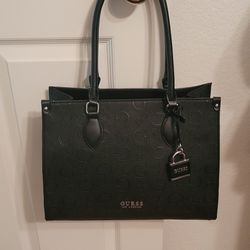 Guess Black and Silver Signature Tote Bag 