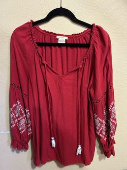 Sweet Magnolia Embroidered Boho Peasant Top – Women’s Large