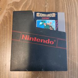Vtg Commando Nintendo NES 5 Screw Video Game Cart + Nintendo Sleeve Tested 1986