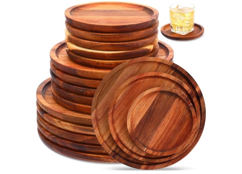Acacia Wood Dinner Plates (set Of 15)