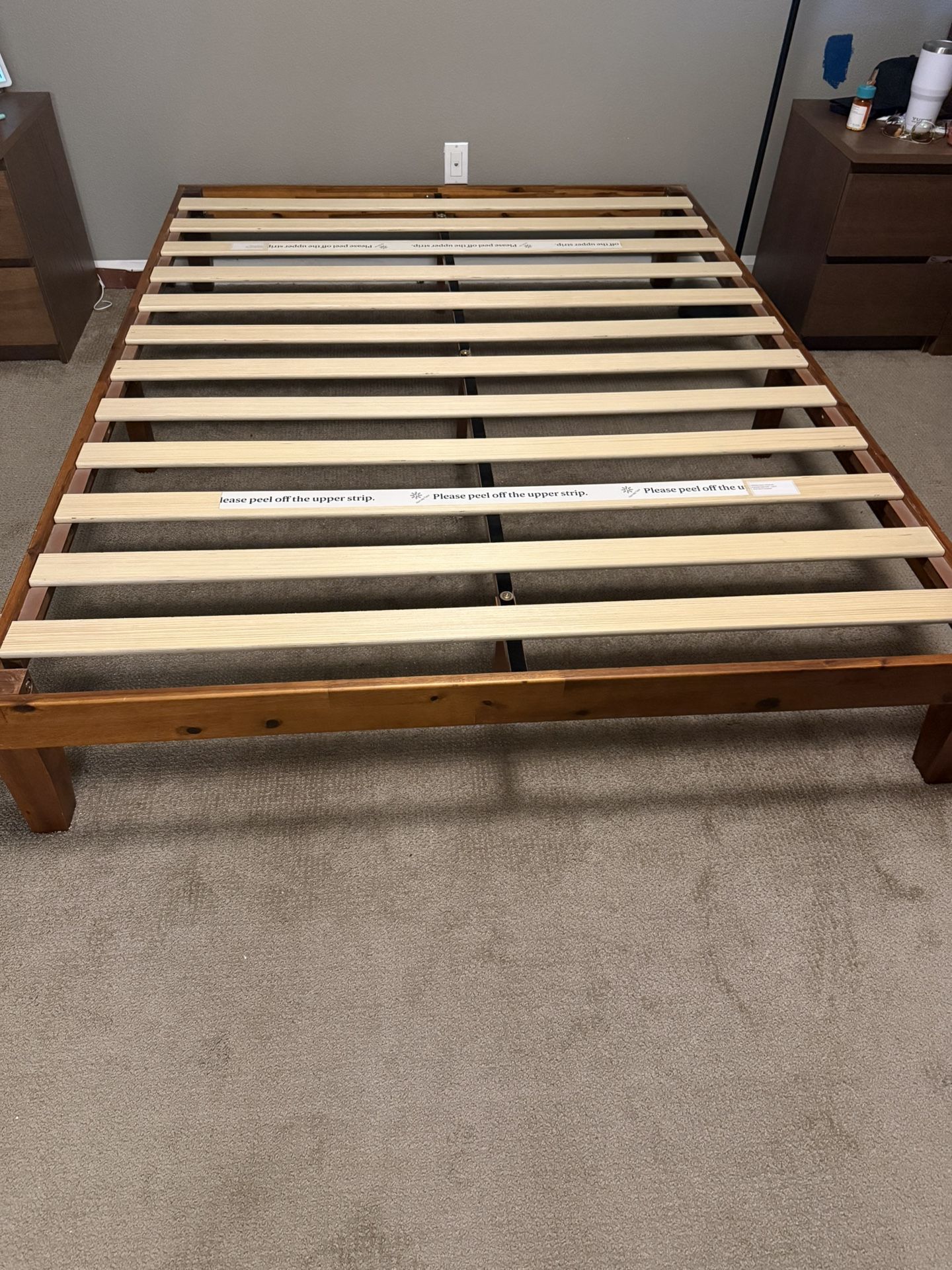 Queen Size Bed Frame - Walnut Finish 