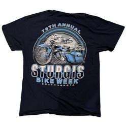 2018 Sturgis Bike Week South Dakota 78th Annual Biker T-Shirt Size L Navy Blue
