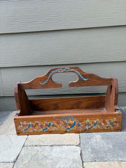Hand Painted Wood Basket