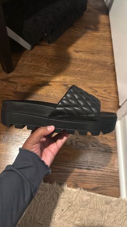 Black Platform Quilted Sandals-Size 11