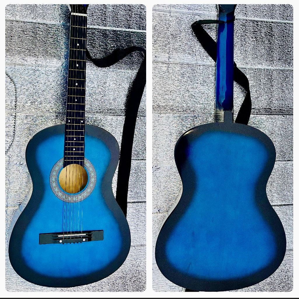 Audster AUD-G38BB 38" Guitar 🎸 Blue Burst W Black Strap!  