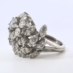 14k White Gold & Natural Diamonds Ring Size 5