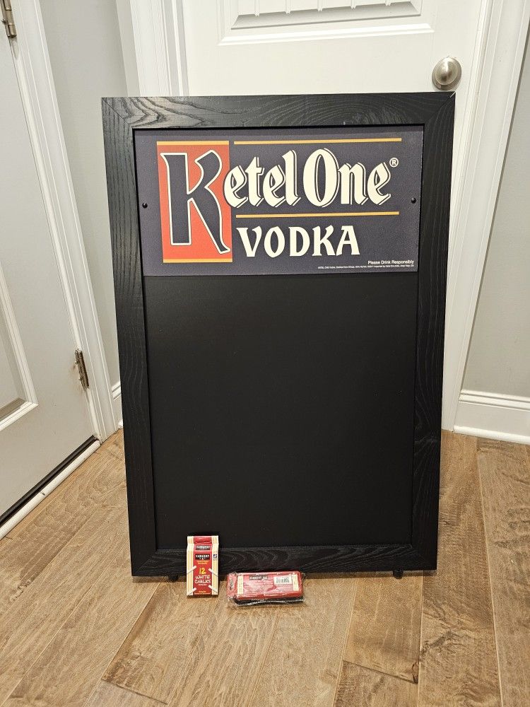 Kettle One Mancave Sports Room Signage Chalkboard, W Eraser N Chalk, 24w X 36h, NEW
