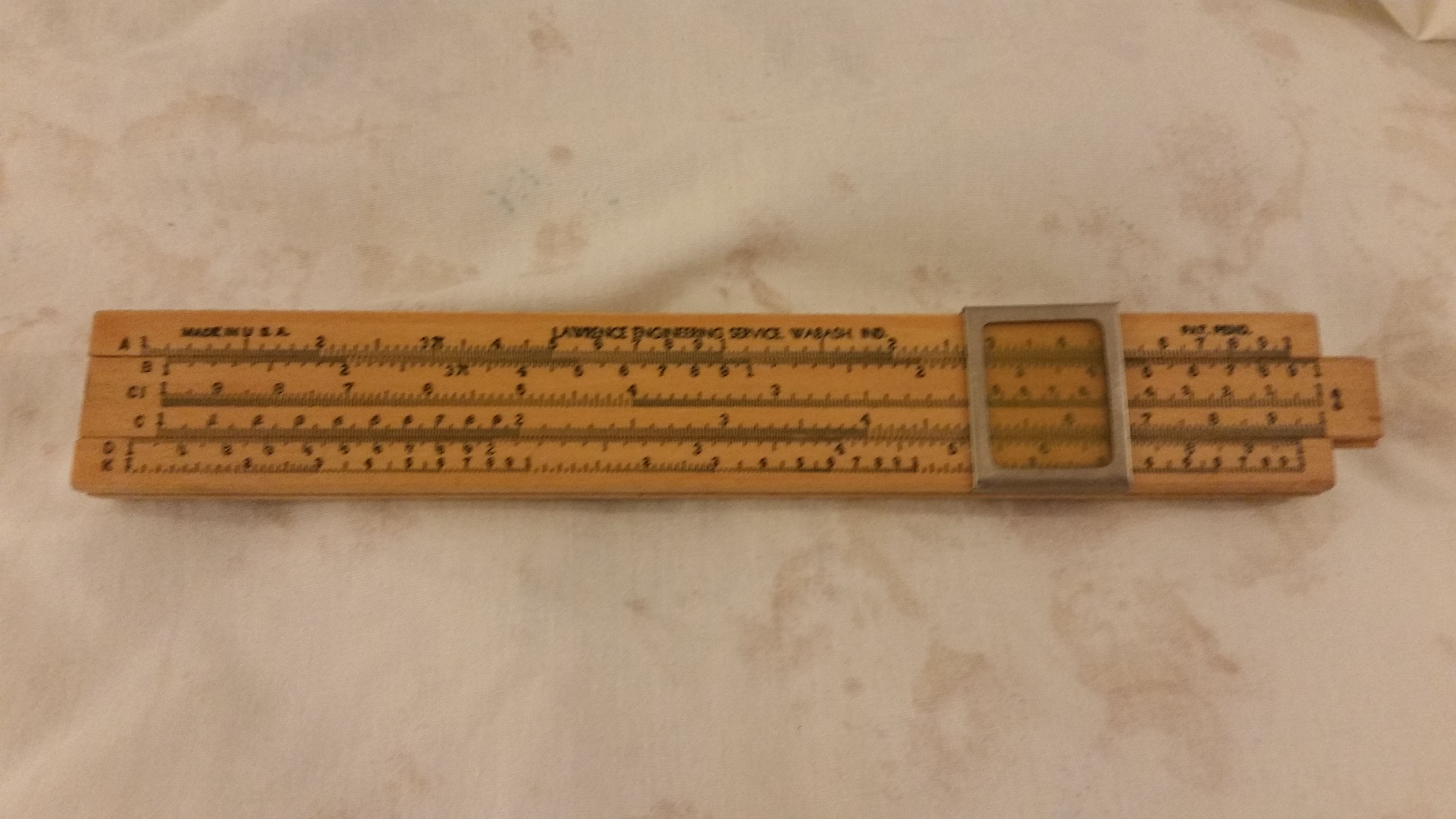 Antique Vintage Slide Rule Lawrence Engineering 8-B Made in USA Wabash, Ind. 1938-1947