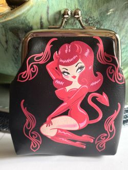 Miss Fluff "She Devil" Kiss-Lock Coin Purse - Pin-Up Rockabilly Style
