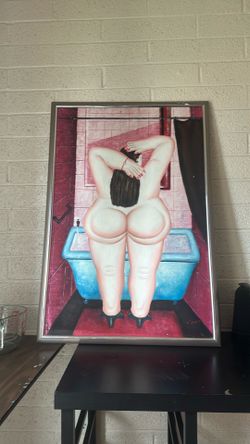 Painting on canvas signed by C Loft.  38 x 26   no glass just frame