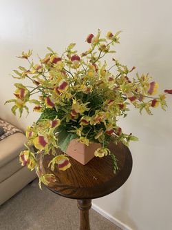 Faux Flowet Orchid Arrangement In Small Terra Cotta