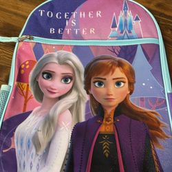 Disney Frozen Elsa and Anna backpack  new with tag  adjustable straps zip top  closure New Tags