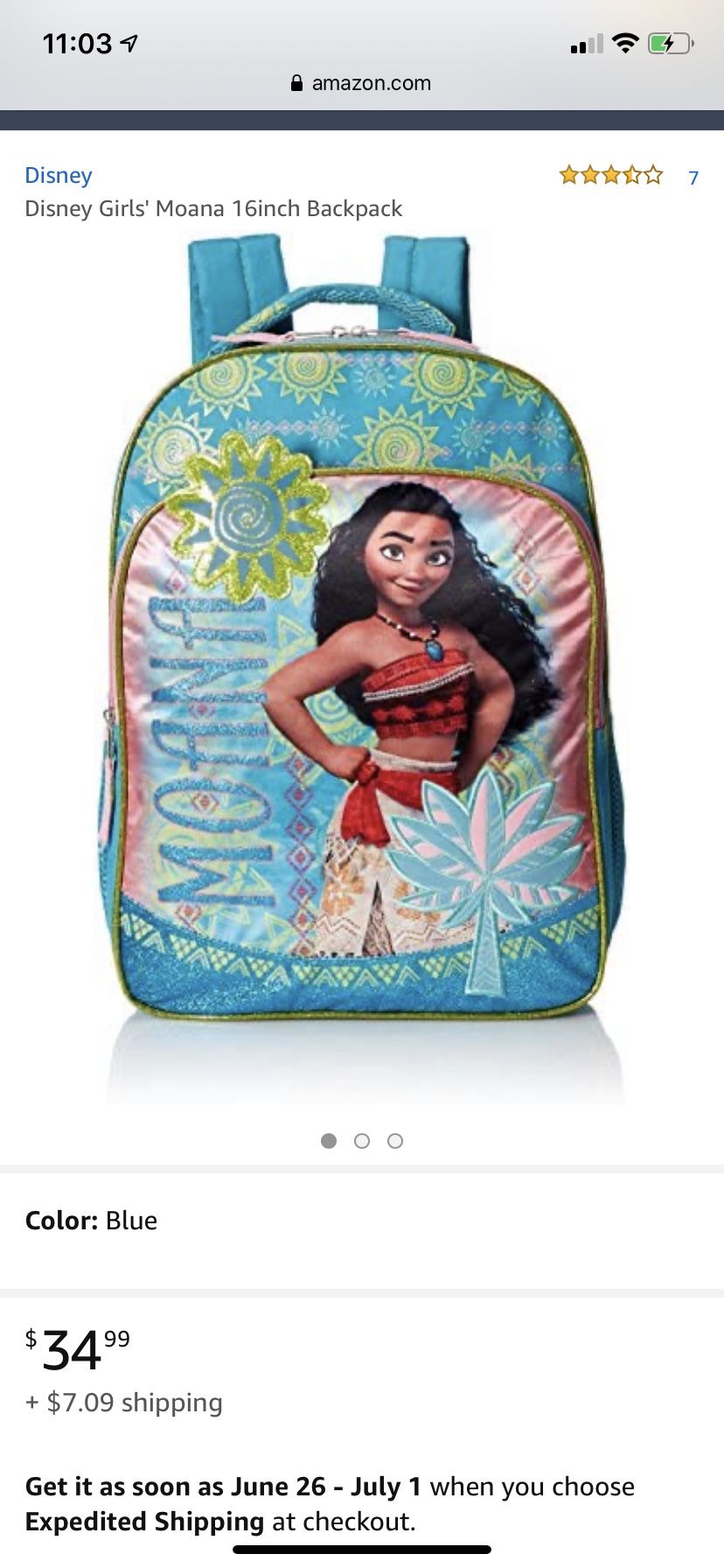 Brand new 16” Moana backpack with tags Never Used