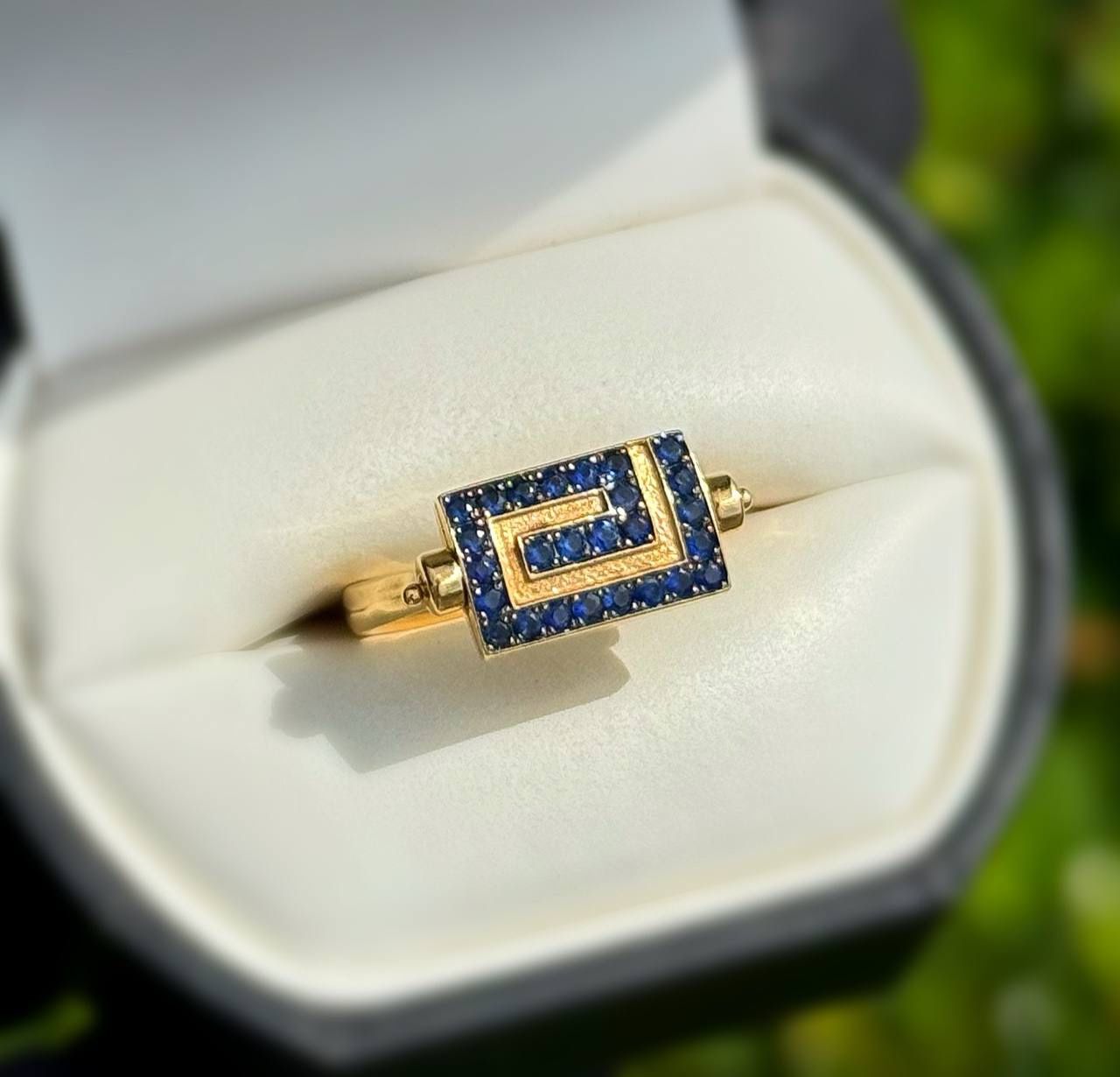 Jewelry 18k solid yellow gold sapphires 0.50CTW ring sz 7.00