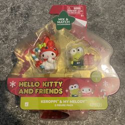 Hello Kitty And Friends My Melody & Keroppi 2 Figure Pack 4 Pieces NEW ! 
