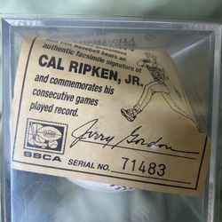 Cal Ripken Jr. Ironman 2131 Commemorative Baseball featuring a facsimile signature.