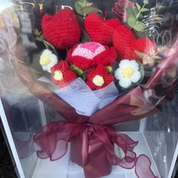 Crochet Flower Bouquet With Light Handmade 