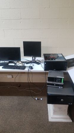 Computers, monitors, keyboard