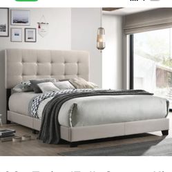 Brand New Full Size Beige Bed Frame With New Mattress / 