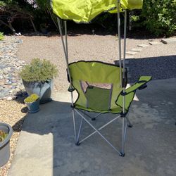 Folding Portable Lawn Chairs, One With Canopy